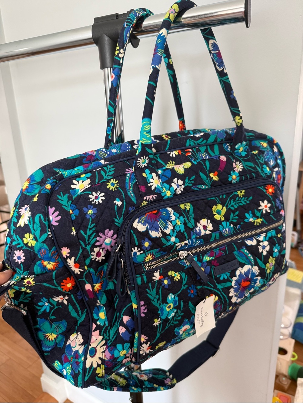 NWT Vera Bradley Floral Quilted Large Weekender Bag w Matching Wallet